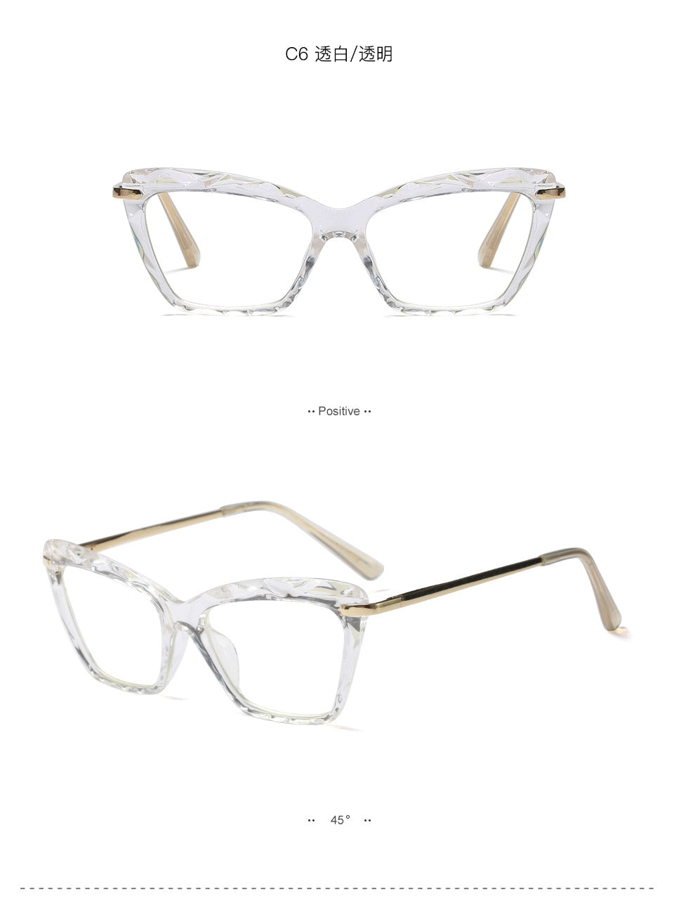 Women's Full Rim Cat Eye Acetate Frame Eyeglasses 97533 Full Rim Bclear