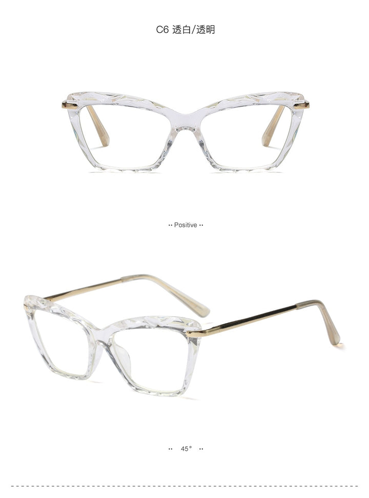 Women's Full Rim Cat Eye Acetate Frame Eyeglasses 97533 Full Rim Bclear