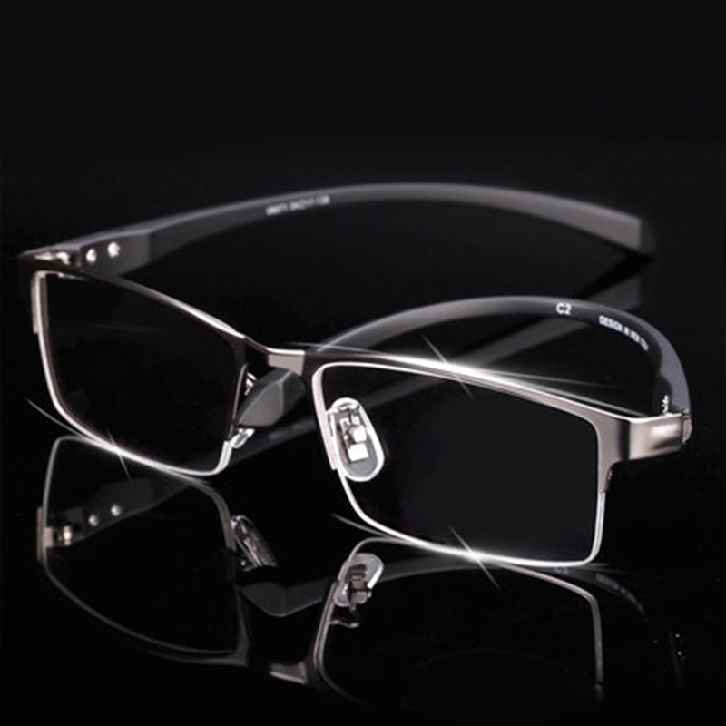 Hotochki Men's Full/Semi Rim Rectangular IP Electroplated Alloy Frame Eyeglasses Semi Rim Hotochki