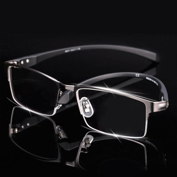 Hotochki Men's Full/Semi Rim Rectangular IP Electroplated Alloy Frame Eyeglasses Semi Rim Hotochki