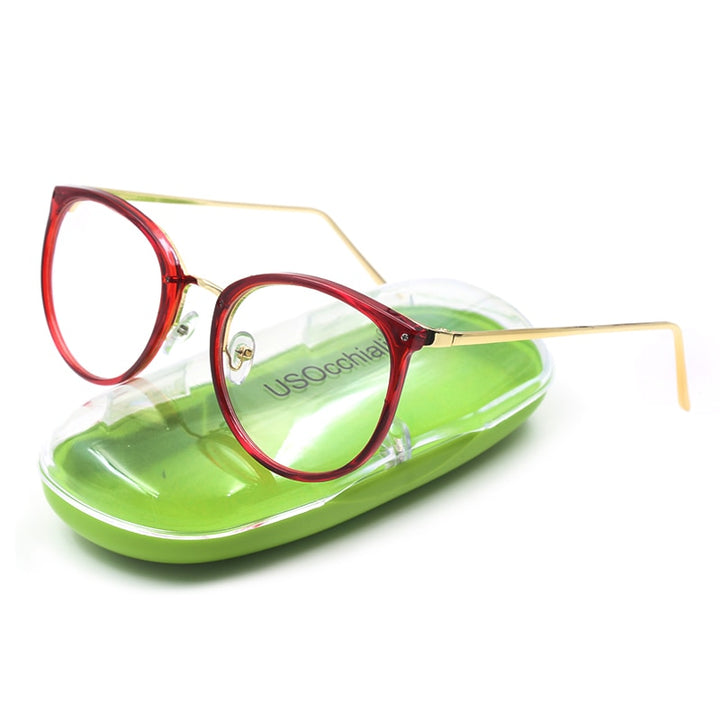 Hotochki Women's Full Rim Cat Eye Alloy PC Frame Eyeglasses 5969 Full Rim Hotochki Red
