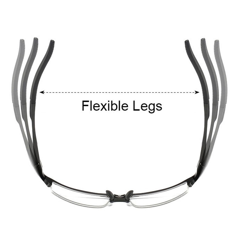 Hdcrafter Men's Semi Rim Square Rectangle Aluminun Alloy Frame Eyeglasses L8177 Semi Rim Hdcrafter Eyeglasses