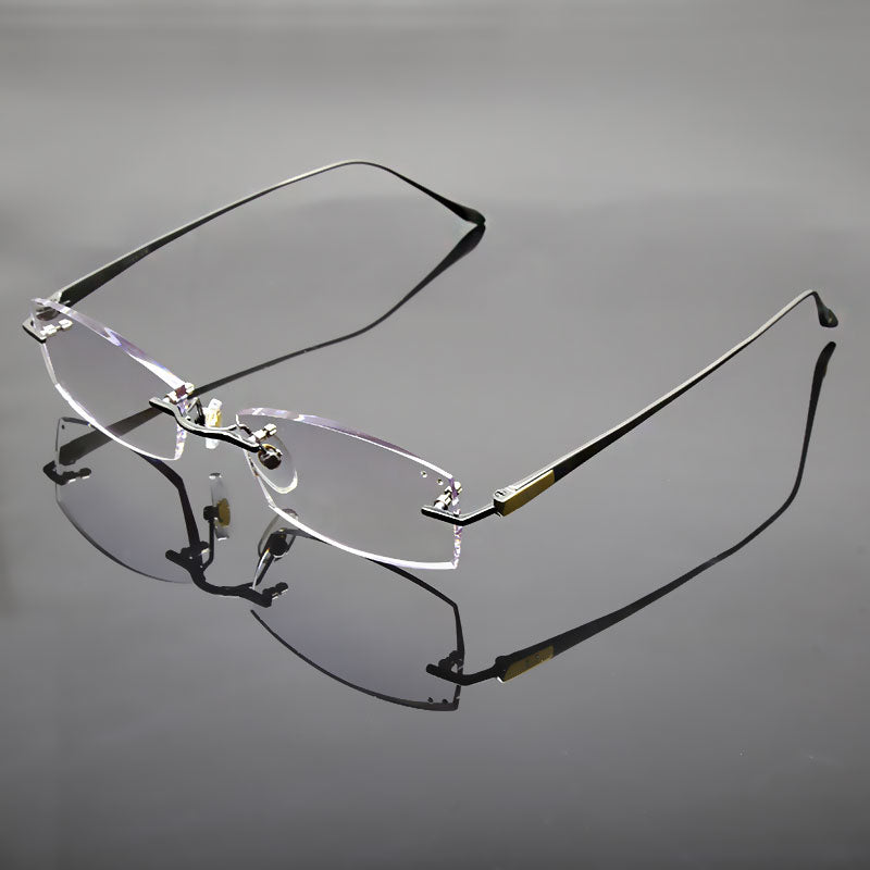 Reven Jate Unisex Rimless Square Titanium Eyeglasses 8047 Rimless Reven Jate