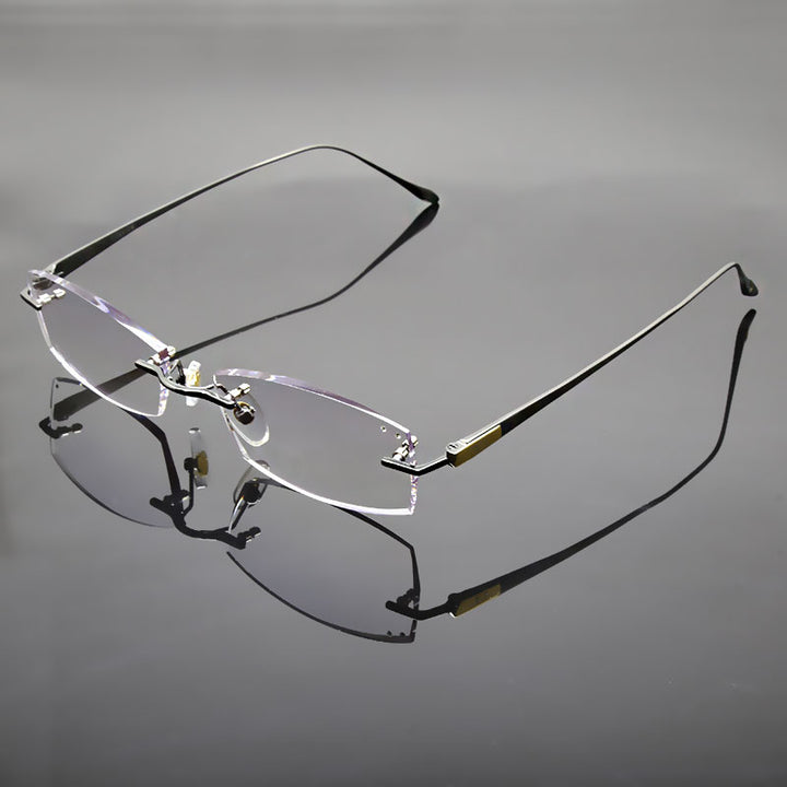 Reven Jate Unisex Rimless Square Titanium Eyeglasses 8047 Rimless Reven Jate