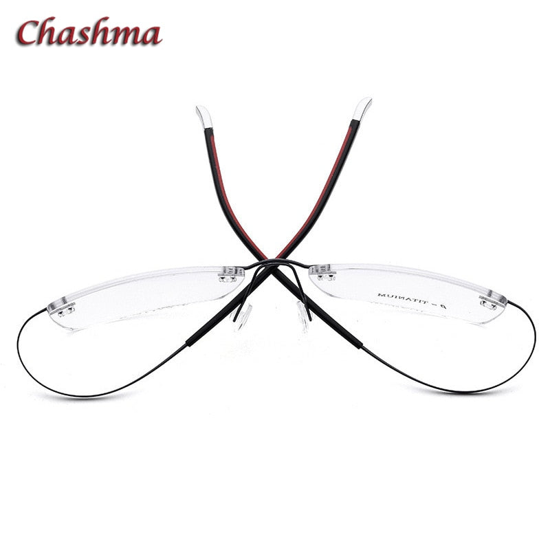 Chashma Ochki Unisex Rimless Square Titanium Eyeglasses 9609 Rimless Chashma Ochki