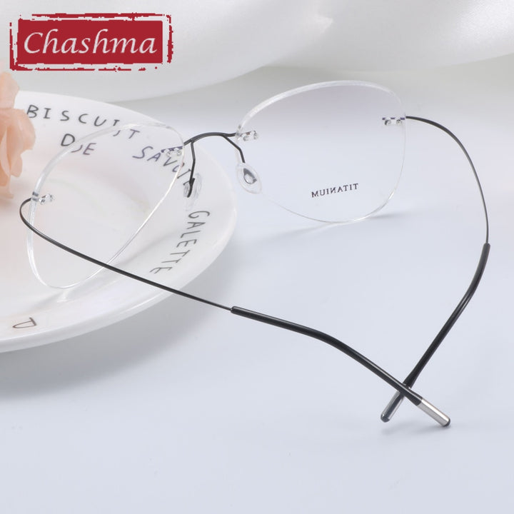 Chashma Ottica Unisex Rimless Irregular Oval Titanium Eyeglasses 20002 Rimless Chashma Ottica