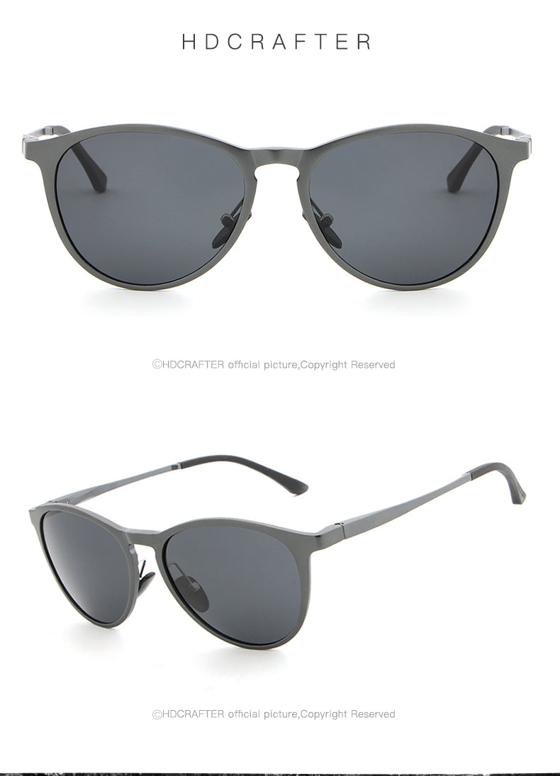 Hdcrafter Unisex Full Rim Oval Round Aluminum Frame Polarized Sunglasses L6625 Sunglasses HdCrafter Sunglasses