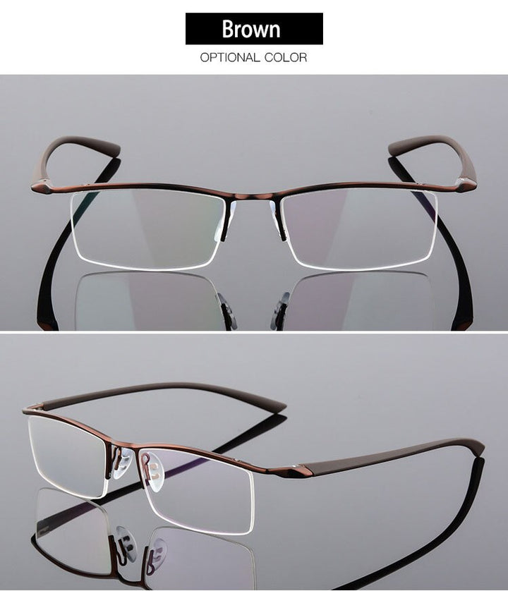 Bclear Men's Browline Semi Rim Eyeglasses Alloy 8190 Semi Rim Bclear
