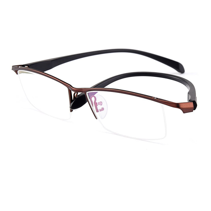 Gmei Men's Eyeglasses Semi Rim Titanium Alloy Square Y8011 Semi Rim Gmei Optical