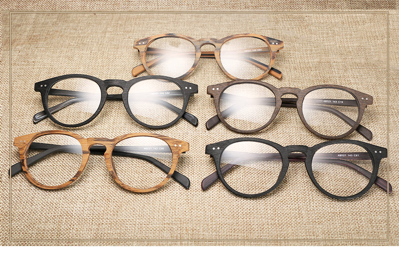 Hdcrafter Unisex Full Rim Round Wood Frame Eyeglasses Lhb030 Full Rim Hdcrafter Eyeglasses