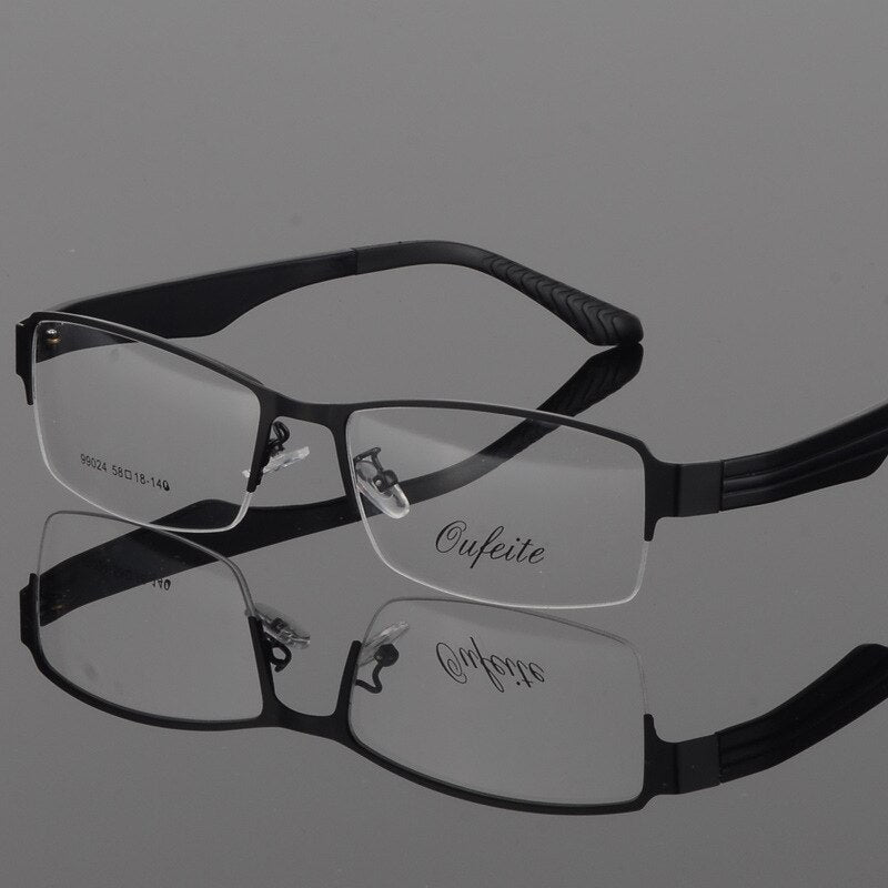 Bclear Men's Eyeglasses Semi Rim Wide Glasses Alloy Frame S99024 Semi Rim Bclear