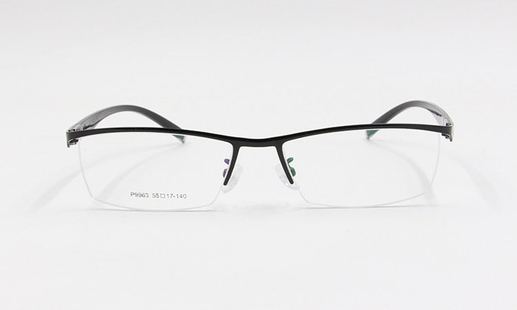 Men's Semi Rim Square Titanium Alloy Eyeglasses P9963 Semi Rim Bclear