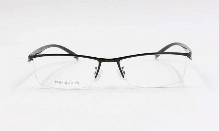 Men's Semi Rim Square Titanium Alloy Eyeglasses P9963 Semi Rim Bclear