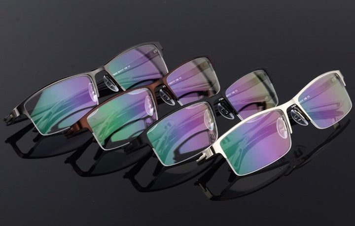 Men's Semi Rim Square Eyeglasses Titanium Alloy  9029 Semi Rim Bclear