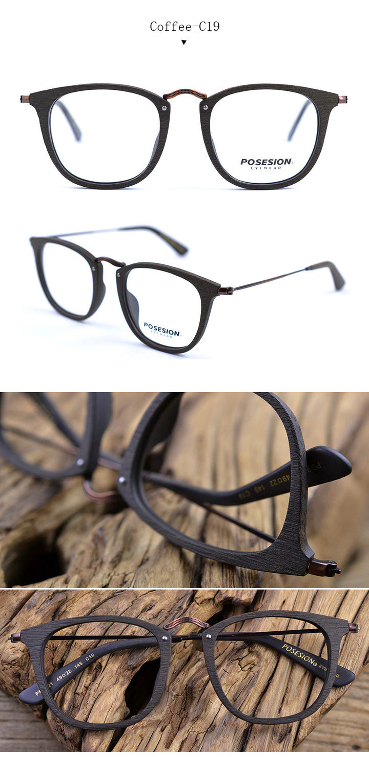 Hdcrafter Unisex Full Rim Round Metal Acetate Frame Eyeglasses Ps9121 Full Rim Hdcrafter Eyeglasses