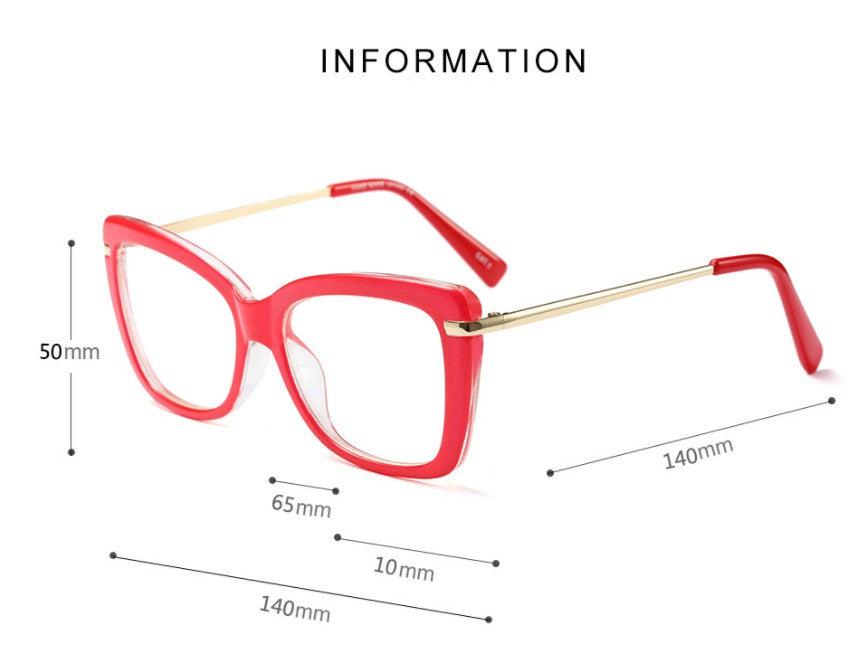 CCspace Women's Full Rim Rectangle Cat Eye Resin Frame Eyeglasses 45548 Full Rim CCspace