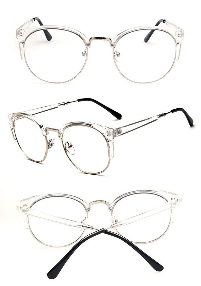 Hotochki Women's Semi Rim Cat Eye Plastic Metal Frame Eyeglasses 322 Semi Rim Hotochki