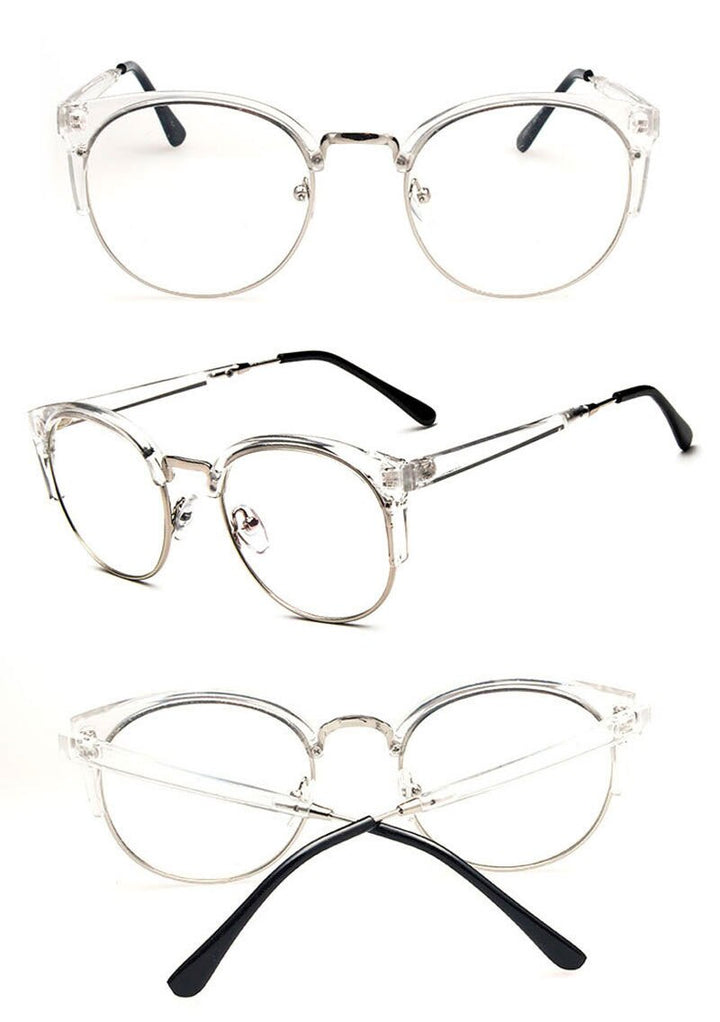 Hotochki Women's Semi Rim Cat Eye Plastic Metal Frame Eyeglasses 322 Semi Rim Hotochki