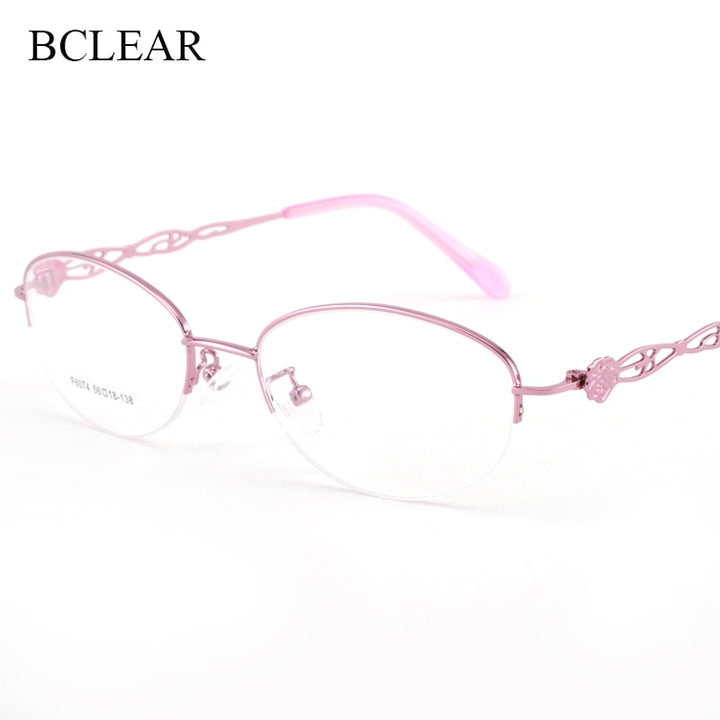 Women's Half Rim Alloy Frame Eyeglasses 6074 Semi Rim Bclear