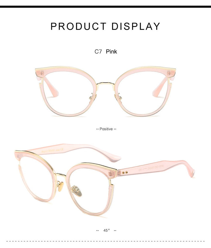 Hotony Women's Full Rim Round Cat Eye Acetate Frame Eyeglasses 97551 Full Rim Hotony