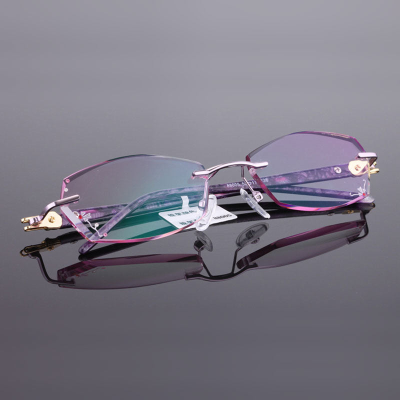 Reven Jate Unisex Rimless Rectangle Titanium Eyeglasses 88005 Rimless Reven Jate