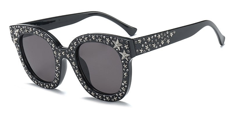 CCspace Women's Full Rim Cat Eye Square Acetate Frame Sunglasses 45261 Sunglasses CCspace Sunglasses C1 black