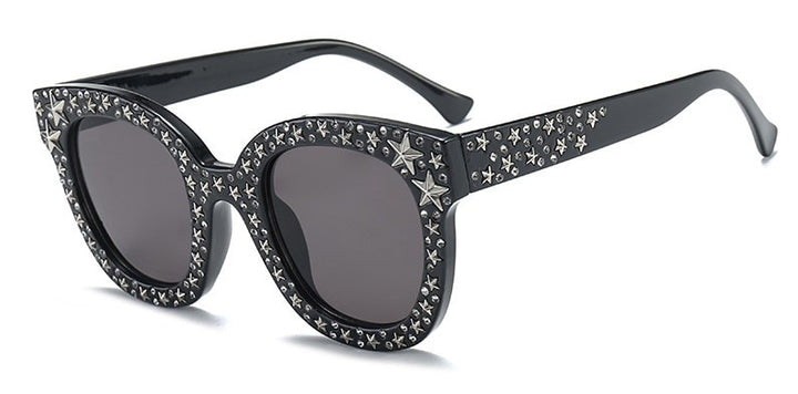 CCspace Women's Full Rim Cat Eye Square Acetate Frame Sunglasses 45261 Sunglasses CCspace Sunglasses C1 black