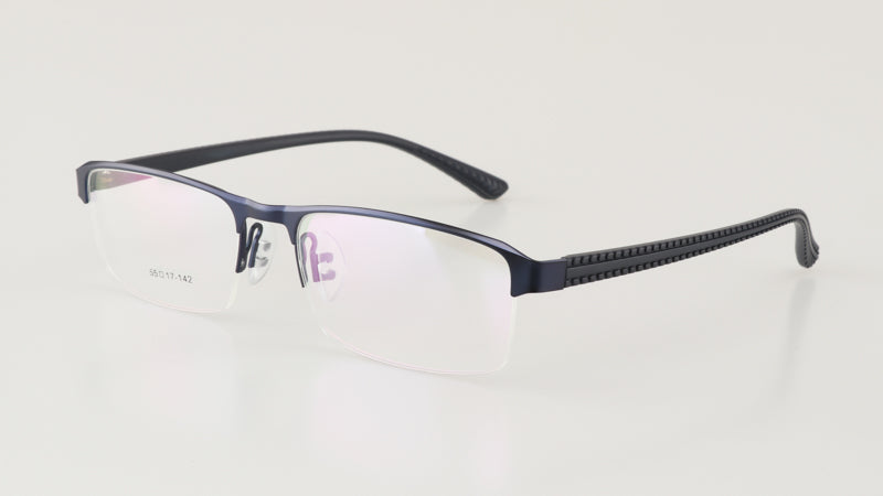 Hdcrafter Men's Semi Rim Rectangle Titanium Alloy Frame Photochromic Reading Glasses 9bs Reading Glasses Hdcrafter Eyeglasses