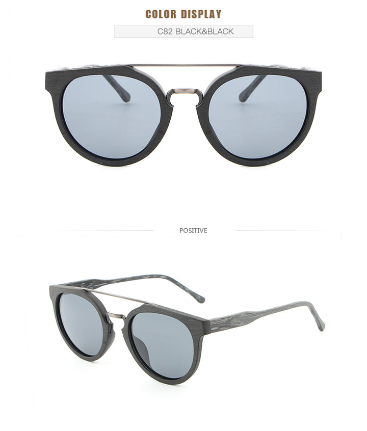 Hdcrafter Unisex Full Rim Round Wood Metal Frame Polarized Sunglasses Lhb023 Sunglasses HdCrafter Sunglasses