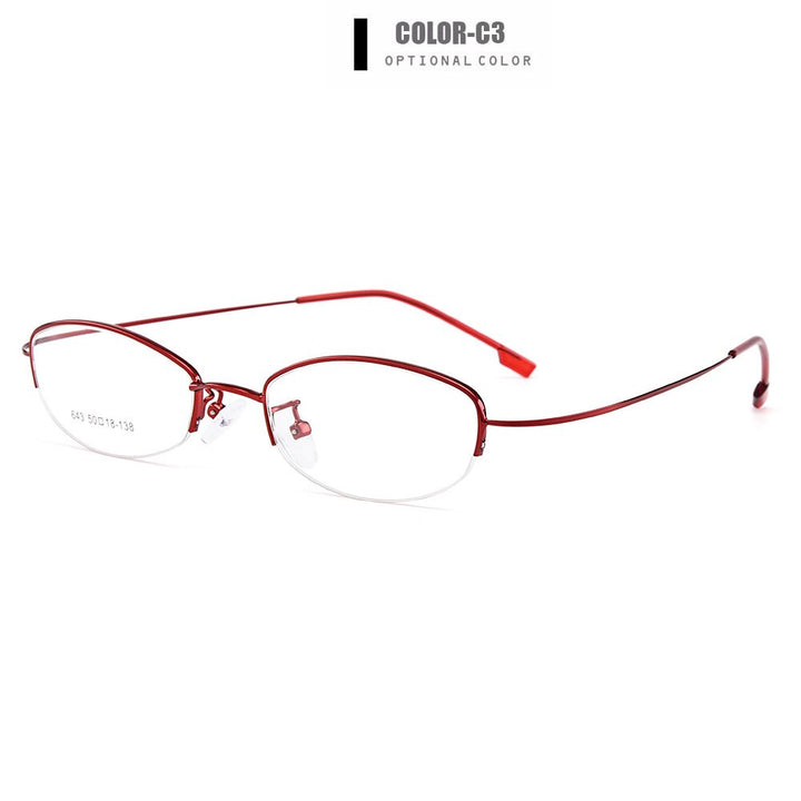 Gmei Women's Eyeglasses Semi Rim Memory Titanium Alloy Y643 Semi Rim Gmei Optical C3-Red