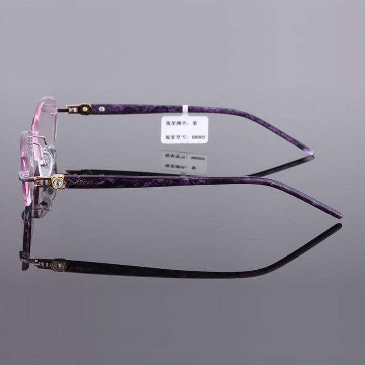 Reven Jate Unisex Rimless Rectangle Titanium Eyeglasses 88005 Rimless Reven Jate