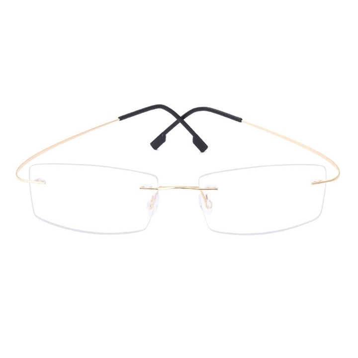 Handoer Unisex Rimless Customized Shaped Lenses Titanium Eyeglasses J0860 Rimless Handoer Gold