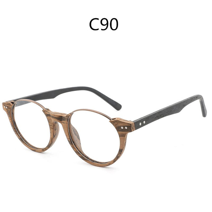 Hdcrafter Unisex Full Rim Square Wood Metal Frame Eyeglasses Ft5359 Full Rim Hdcrafter Eyeglasses C90