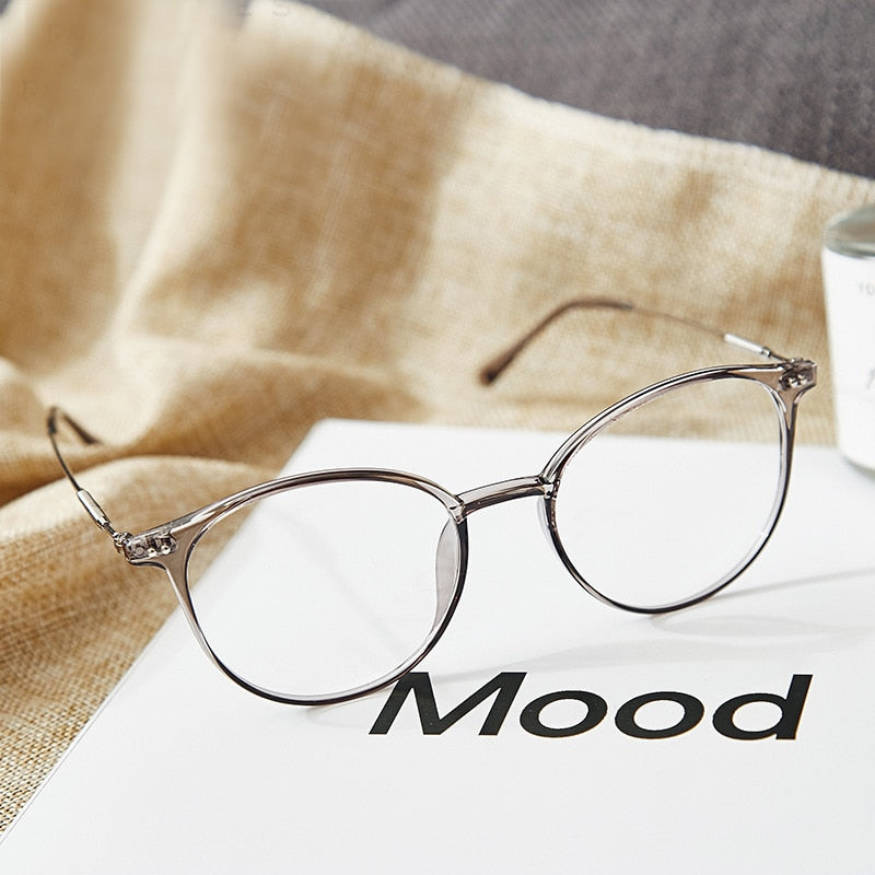 Hotony Unisex Full Rim Round Acetate Alloy Frame Eyeglasses Full Rim Hotony