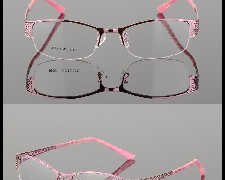 Women's Semi Rim Alloy Frame Eyeglasses 99001 Semi Rim Bclear