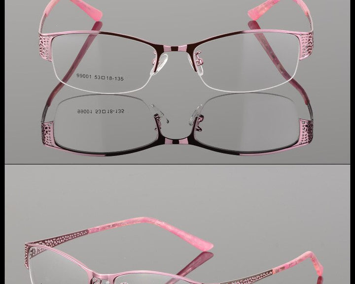Women's Semi Rim Alloy Frame Eyeglasses 99001 Semi Rim Bclear