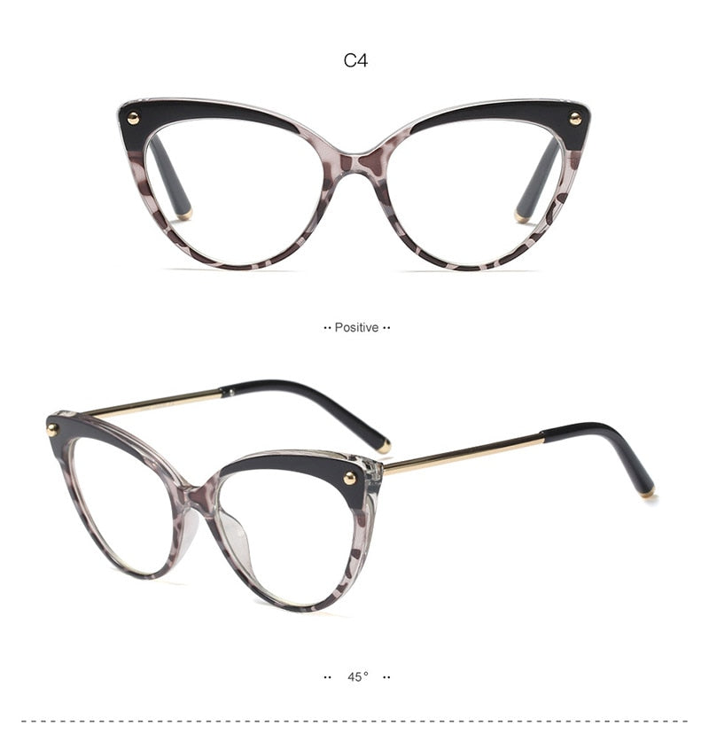 Hotony Women's Full Rim Cat Eye Acetate Frame Eyeglasses 93308 Full Rim Hotony