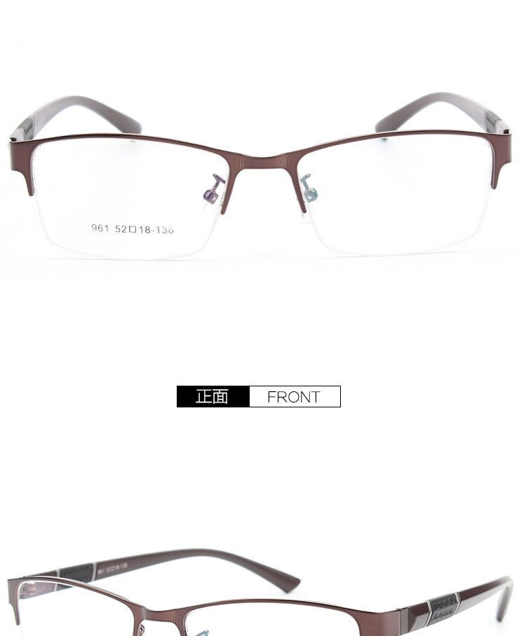 Bclear Men's Semi Rim Alloy Tr 90  Square Eyeglasses  961 Semi Rim Bclear