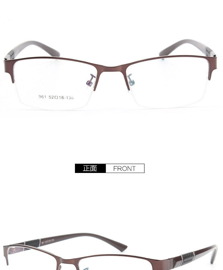 Bclear Men's Semi Rim Alloy Tr 90  Square Eyeglasses  961 Semi Rim Bclear