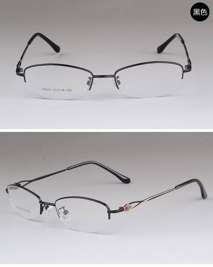 Women's Alloy Semi Rim Frame Eyeglasses  F6052 Semi Rim Bclear
