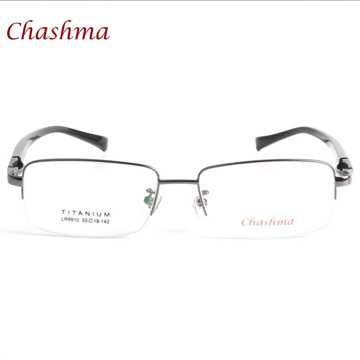 Chashma Ochki Men's Semi Rim Rectangle Titanium Eyeglasses 9910 Semi Rim Chashma Ochki