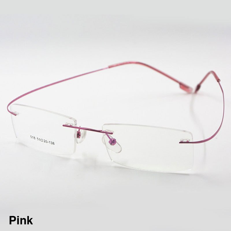 Reven Jate Unisex Rimless Square Titanium Alloy Eyeglasses 2241 Rimless Reven Jate Pink