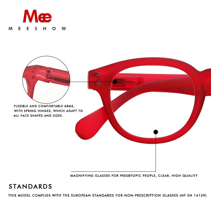 Meeshow Women's Full Rim Round Polycarbonate Reading Glasses 1513 Reading Glasses Meeshow