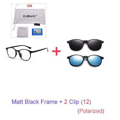 Ralferty 6 In 1 Magnet Sunglasses Women Polarized Eyeglass Frame With Clip On Glasses Men Round Uv400 Tr90 3D Yellow A2245 With Clip Ons Ralferty 1Frame 2 Clip 12