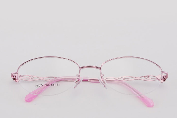 Women's Half Rim Alloy Frame Eyeglasses 6074 Semi Rim Bclear