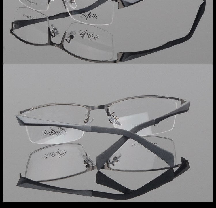 Men's Semi Rim Square Alloy Eyeglasses 2493 Semi Rim Bclear