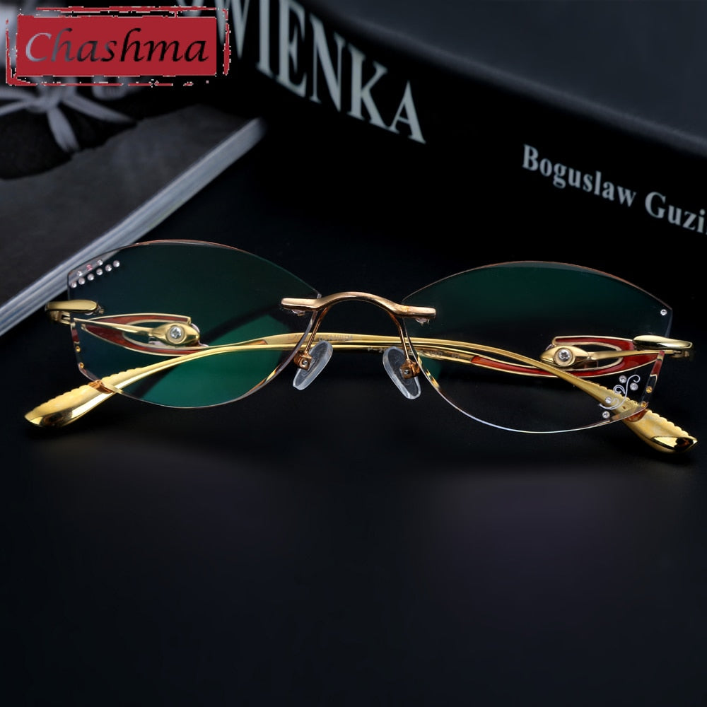 Chashma Women's Rimless Oval Titanium Eyeglasses P208 Rimless Chashma