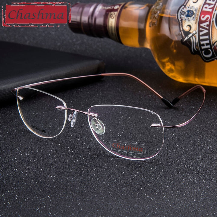 Chashma Men's Rimless Square Titanium Eyeglasses 6009 Rimless Chashma