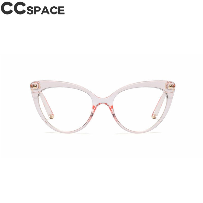 CCspace Women's Full Rim Cat Eye Tr 90 Resin Frame Eyeglasses 45639 Full Rim CCspace C5 clear pink