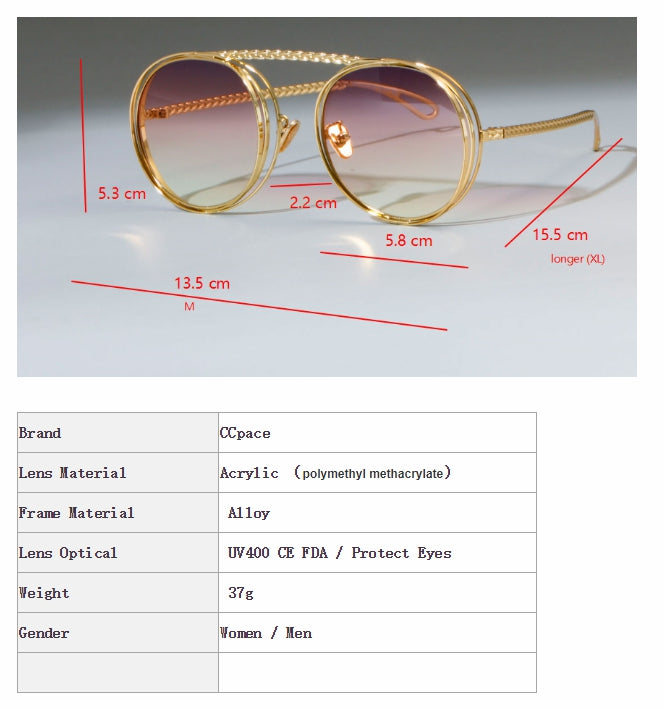CCspace Women's Full Rim Steampunk Round Alloy Frame Sunglasses 47803 Sunglasses CCspace Sunglasses